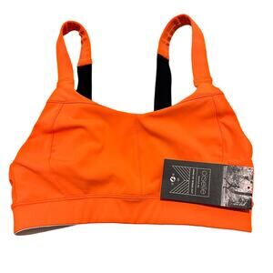Oiselle Esther Bra Orange Crackle Adjustable Straps With Signature Birds NWT, 4
